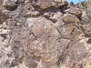 Petroglyph damaged from shooting