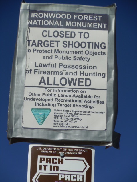 New signs inform visitors that recreational target shooting is no longer allowed.